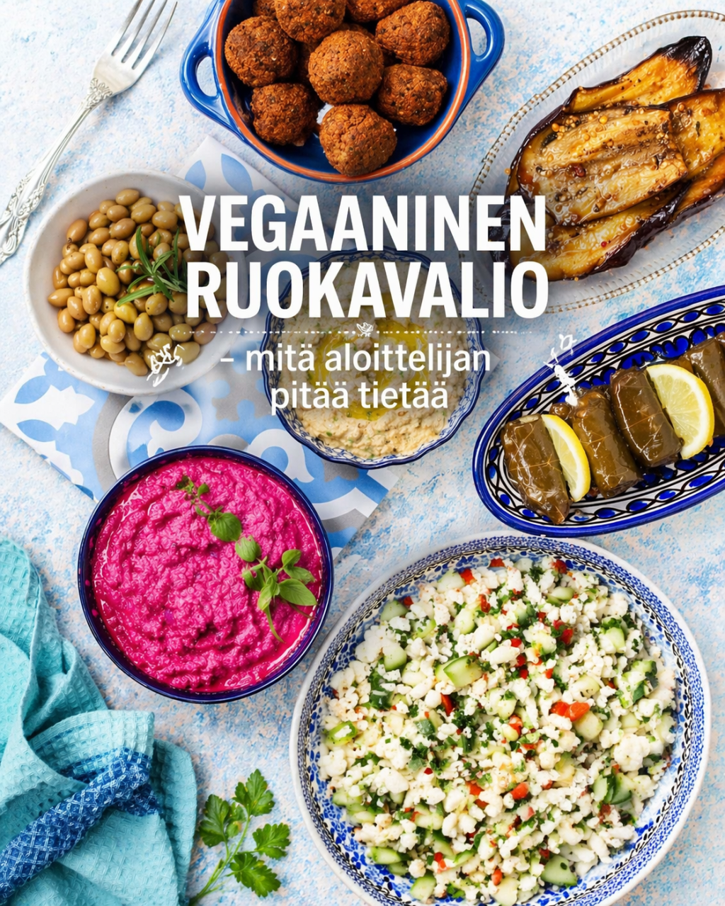 vegaaninen ruokavalio aloittelijalle, kasvisruokapöytä ja meze-annoksia