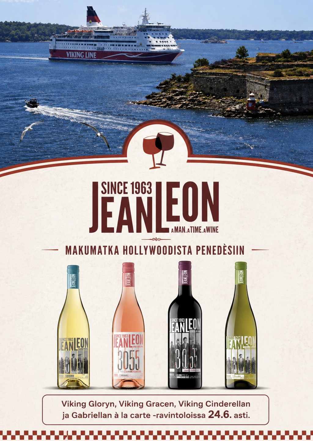 Hollywoodia, viiniä ja cevicheä merellä – Jean Leon -menu Viking&nbsp;Linella