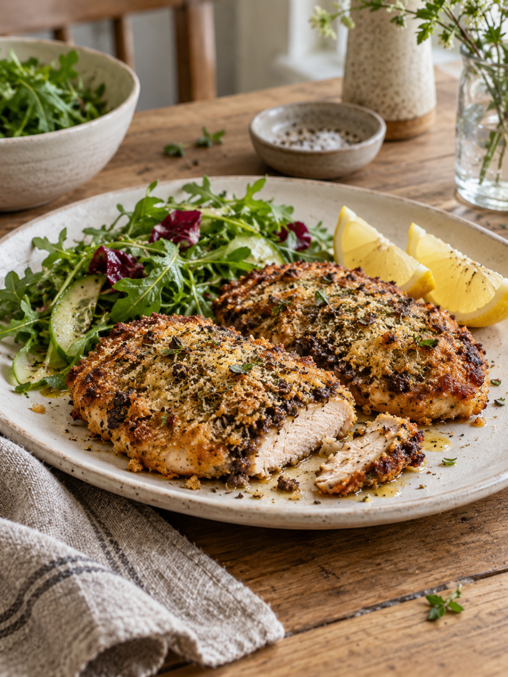 Rapea kanaschnitzel tapenadella